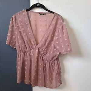 Elegant Pink V-Neck Blouse